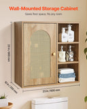 VEVOR Bathroom Wall Cabinet, Door and Adjustable Shelf with 5 Height Levels, Over the Toilet Storage Medicine Cabinet Wall Mounted, Hanging Organizer with Shelves for Laundry Room Kitchen Restroom