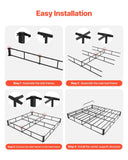 VEVOR Box Spring, Queen Size Bed Frame with Washable Fabric Cloth, Heavy Duty Metal Frame for Queen Bed, 4 in Mattress Foundation, 3500 lbs Max Weight Capacity, Easy Assembly, 79.1 L x 59.4 W x 4 H in