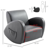 Grey Toddler Rocking Chair with Pocket PU Leather Kids Rocker for Nursery Playroom Durable Armchair