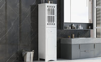 Tall Bathroom Cabinet, Freestanding Storage Cabinet with Drawer and Doors, MDF Board, Acrylic Door, Adjustable Shelf