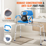 VEVOR Sliding Tub Transfer Bench with 360 Degree Swivel Seat, Sliding Shower Chair with Pivoting Armrest & Padded Seat and Safety Belt, Height Adjustable Bath Chair for Elderly Disabled 330LBS