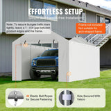 VEVOR Carport Replacement Canopy Cover Side Wall 10 x 20 ft, Garage Tent Shelter Tarp Heavy-Duty Waterproof & UV Protected, Easy Installation with Ball Bungees,White (Top and Frame Not Included)