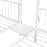 Full Over Twin & Twin Bunk Bed, Metal Triple Bunk Bed with Drawers and Guardrails
