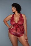 Elegant Red Plus Size Nancy Lace Teddy
