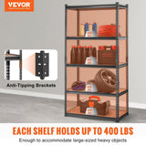 VEVOR Storage Shelving Unit, 5-Tier Adjustable, 2000 lbs Capacity, Heavy Duty Garage Shelves Metal Organizer Utility Rack, Black, 35" L x 18" W x 71" H for Kitchen Pantry Basement Bathroom Laundry