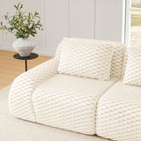 114" Modern L-Shaped Modular Sectional Sofa for Living Room,Flannelette Fabric,Oversized 3-Seater Couch,Deep Seat,Boneless sofa ,Movable Ottoman,Buckle connection,Anti-slip Design,No Assembly,Cream