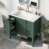 36\" Bathroom Vanity with Sink Combo, One Cabinet and Three Drawers, Solid Wood and MDF Board