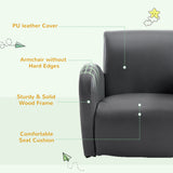 Grey Toddler Rocking Chair with Pocket PU Leather Kids Rocker for Nursery Playroom Durable Armchair