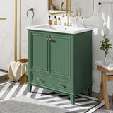 30\" Bathroom Vanity with Sink Combo, Multi-functional Bathroom Cabinet with Doors and Drawer, Solid Frame and MDF Board