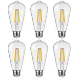 VEVOR 6 Pack Edison Bulbs LED, ST19 Vintage Edison Light Bulbs, 7W Dimmable 800 Lumens, 2700K Warm White, E26 Base LED Filament Bulb, Antique Glass Style for Home, Bedroom, Office, Farmhouse