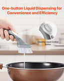 VEVOR Soap Dispensing Dish Brush, Kitchen Scrub Brushes with 3 Brush Heads, Dish Cleaning Brushes with PP Handle and Curved Bristles, Ideal for Pots, Pans, Sink and Stove