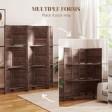 Functional 67" Tall Wood Room Divider & Storage Solution - 5 Panel Privacy Screen with Shelving - Perfect for Bedrooms