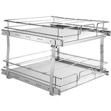 VEVOR 2 Tier 17"Wx21"Dx15"H Pull Out Cabinet Organizer, Heavy Duty Slide Out Pantry Shelves, Steel Roll Out Drawers, Sliding Drawer Storage for Home, 18.5"Wx22"Dx18"H Install Size for Cabinet