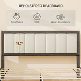 Queen Size Bed Frame with Headboard Queen Platform Bed Frame with Wooden Slats No Box Spring Needed Easy Assembly Walnut