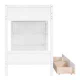 Twin over Twin Bunk Bed With 2 Drawers and Multi-layer Cabinet, White