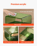 VEVOR Acrylic Nightstand Side Table, Modern Clear Bedside Table with Storage Shelf, Transparent Small End Desk for Living Room, Bedroom, Home Decor, No Assembly Needed, 11.8 x 15.4 x 17 in (Green)
