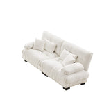 Cloud Couch 2 Seater Sofa for Living Room, Chenille 2 - Seat sofa with 2 Lumbar pillows and 2 throw pillows,Chenille White