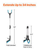 VEVOR Grabber Reacher Tool, 2-Pack 34" Foldable Reacher Grabber Pickup Tool with 360° Rotating Wide Jaw and Dual-Sided Magnet, Lightweight Grabber Reacher Tool for Seniors, Trash Picker Upper Grabber