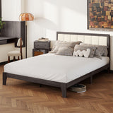 Queen Size Bed Frame with Headboard Queen Platform Bed Frame with Wooden Slats No Box Spring Needed Easy Assembly Walnut