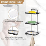 Soap Dish Soap Bar Holder Square Soap Rack Wall Mounted S Bar Shower Bathroom Self with 2 Hooks