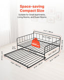 VEVOR Full Size Daybed Frame, Day Bed with Trundle, Heavy Duty Metal Platform Bed Frame, Full Daybed with Metal Slats Support for Living Room, Bedroom, Guest Room, Easy Assembly, Black