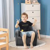 Grey Toddler Rocking Chair with Pocket PU Leather Kids Rocker for Nursery Playroom Durable Armchair