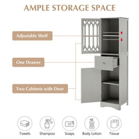 Tall Bathroom Cabinet, Freestanding Storage Cabinet with Drawer and Doors, MDF Board, Acrylic Door, Adjustable Shelf