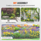 VEVOR Garden Fence, 36.6in(H) x29.5in(L) Animal Barrier Fence, Underground Decorative Garden Fencing with 2.5 Inch Spike Spacing, Metal Dog Fence for the Yard and Outdoor Patio, 5 Pack