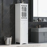 Tall Bathroom Cabinet, Freestanding Storage Cabinet with Drawer and Doors, MDF Board, Acrylic Door, Adjustable Shelf