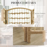 8 Panel Folding Room Divider Portable Privacy Screen Wave Fiber Room Partition for Home Office Natural