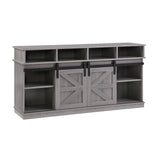 TV Stand Sliding Barn Door Modern&Farmhouse Wood Entertainment Center, Storage Cabinet Table Living Room with Adjustable Shelves for TVs Up to 65",Grey
