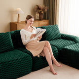 114" Modern L-Shaped Modular Sectional Sofa for Living Room,Flannelette Fabric,Oversized 3-Seater Couch,Deep Seat,Boneless sofa,Movable Ottoman,Buckle connection,Anti-slip Design,No Assembly,Green
