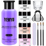 Acrylic Nail Kit, Acrylic Powder and Liquid Set, With Clear, Nude, Pink, White Nail Powder and Monomer, Professional Acrylic Nail Brush Nail Forms for Acrylic Nails Extension, Beginner and Home DIY
