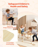 VEVOR Kids Table and 2 Chairs Set, Toddler Table and Chair Set with Rounded Edge Design & Graffiti Desktop, Wooden Desk for Art, Craft, Reading, Learning, Drawing, Classroom/Daycare/Home, Burlywood