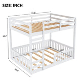 Full over Full Wood Bunk Bed with Ladder and Guardrails, White (Expected Arrival Time: 7.3)