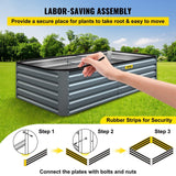 VEVOR Galvanized Raised Garden Bed, 80\" x 40\" x 19\" Metal Planter Box, Gray Steel Plant Raised Garden Bed Kit, Planter Boxes Outdoor for Growing Vegetables,Flowers,Fruits,Herbs,and Succulents