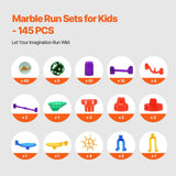 VEVOR Marble Run Set, 145 Piece Marble Maze Building Block Brain Game, with 5 Glow in the Dark Marbles + 40 Glass Marbles, Educational Learning Race Track STEM Toys, for Kids, Boys, Girls Ages 3 +