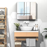 Mirrored Medicine Cabinet 24x22 Steel Frame Wall-Mounted Double Doors White