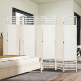 Chic 8-Panel Privacy Room Divider - Lightweight Folding Screen for Home Office & Interior Decor, Wave Fiber Design in White
