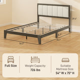 Full Bed Frame with Headboard Full Size Platform Bed Frame with Wooden Slats No Box Spring Needed Easy Assembly Walnut