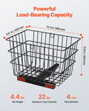 VEVOR Scooter Rear Basket, Heavy Duty Metal Wire Basket with Handle, Spacious Cargo Basket, Works with 1-inch Receiver, Compatible with Most Golden, Drive & Pride Mobility Scooter