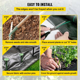 VEVOR Weed Control Fabric 6ft x 300ft - Geo Textile Fabric Heavy Duty - Woven Ground Cover for Commercial Greenhouse, Yard, Garden Barrier Cloth Blocker Mat