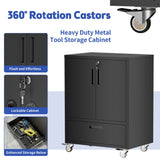 Tool Cart with Wheels, 40" H x 30" W x 20" D, Mobile Tool Cabinet with Lockable Casters & Drawer, Heavy-Duty Steel Storage Organizer for Garage, Workshop, Office - Easy 30-Min Assembly