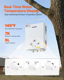 VEVOR Portable Propane Water Heater, 6L Tankless Outdoor Water Heater, 41000 BTU 1.58 GPM Instant Hot Water, with Accessory Set + Regulator for RV Camping Trips Cabins Barns