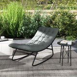 2 Pieces Outdoor Patio Rocking Chairs, Rocking Porch Chairs with Mesh Deep Seats for Indoor, Porch, Balcony, Dark Gray