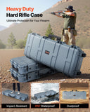 VEVOR Hard Rifle Case, Lockable Rifle Case with Pre-cut Foams, 40 in Gun Storage with Wheels, IP67 Waterproof & Dustproof Movable Large Pistol Storage for Rifles, Shotguns, Airsoft Guns, Grey