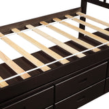 Twin Size Platform Storage Bed Solid Wood Bed with 6 Drawers