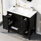 36\" Bathroom Vanity with Sink Combo, One Cabinet and Three Drawers, Solid Wood and MDF Board