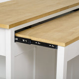 47 inch Kitchen Island with Extendable Dining Table, Rubber Wood Veneer Kitchen Table with Internal Storage Rack, Power Outlet, Kitchen island with Storage 2 Drawers 2 Cabinet