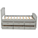 Twin Size Platform Storage Bed Solid Wood Bed with 6 Drawers